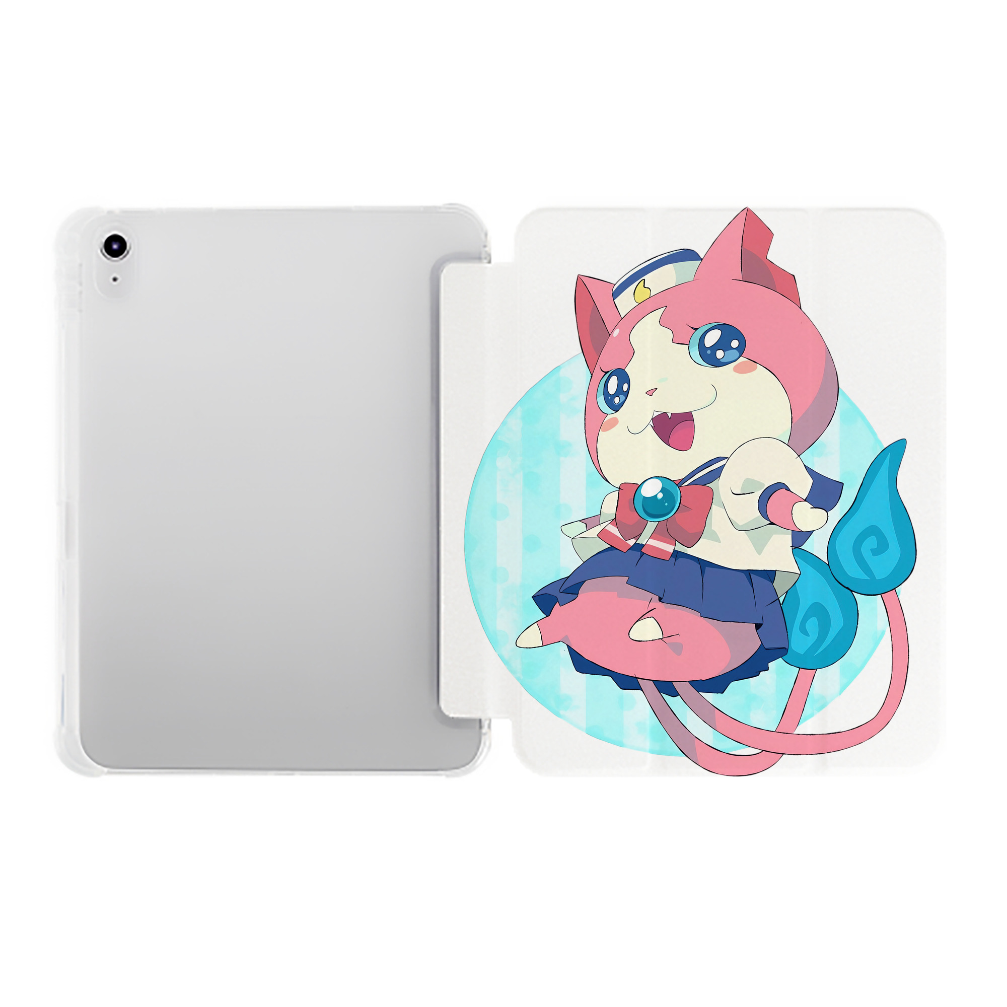 （画像用） 妖怪ウォッチ Yo-kai Watch IPad ケース ペン収納付き 三つ折りスタンド PUレザー×シリコン 対応機種9.5/10.5/10.9インチ